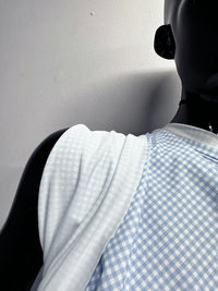 Italian Blue Gingham Print Swim Wear Fabric