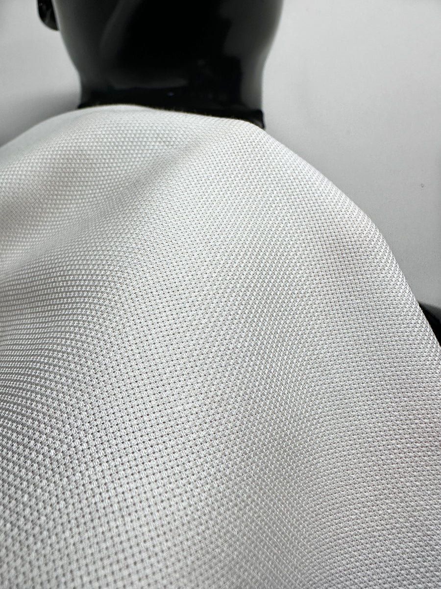 Albini Canclini Bright White Oxford Basketweave Cotton Shirting