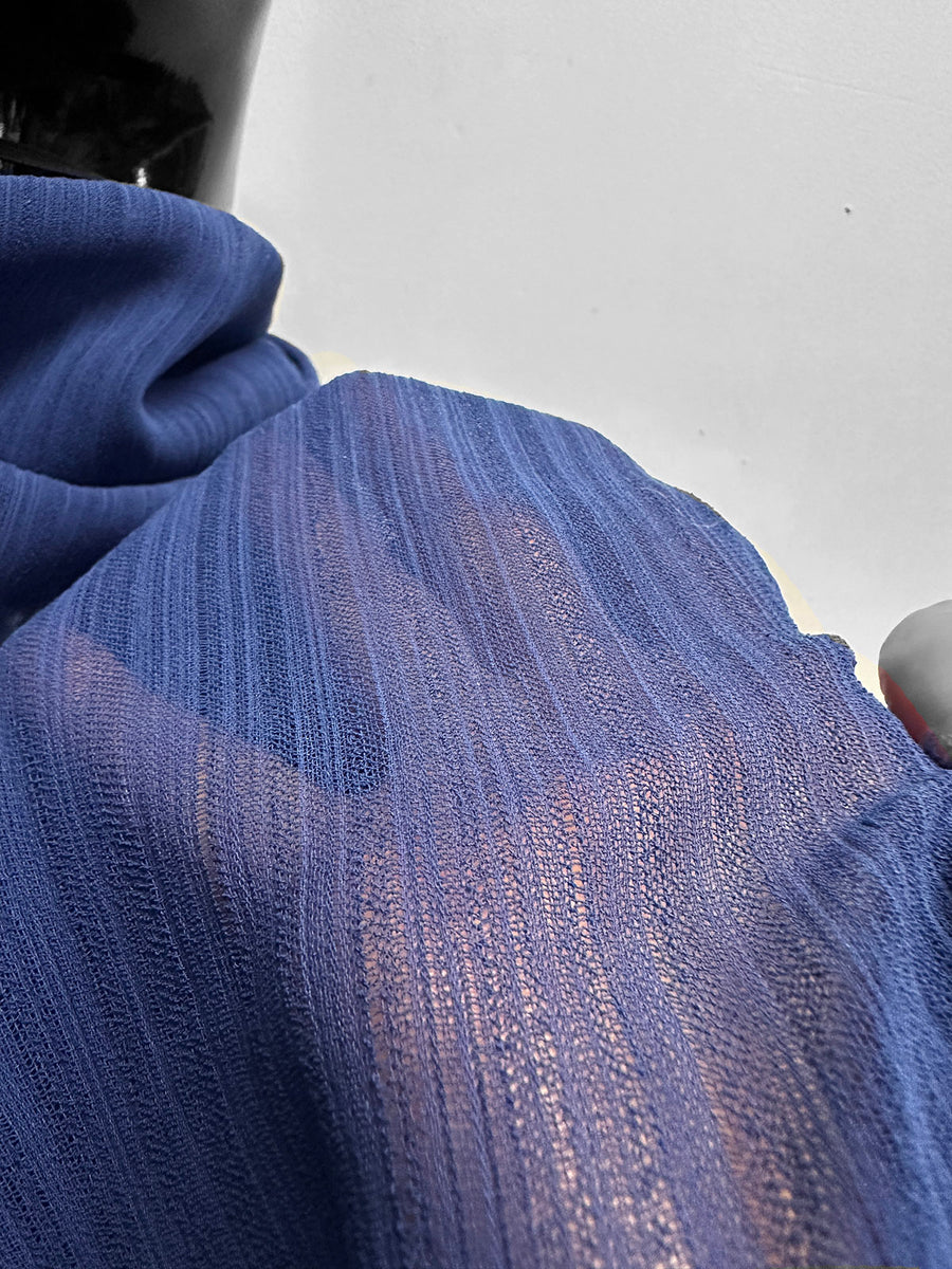 Italian Pleated Blue Cotton Gauze