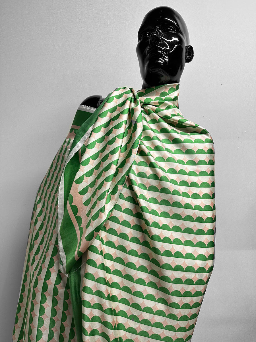 Italian Geomteric Silk Scarf Print Twill Viscose