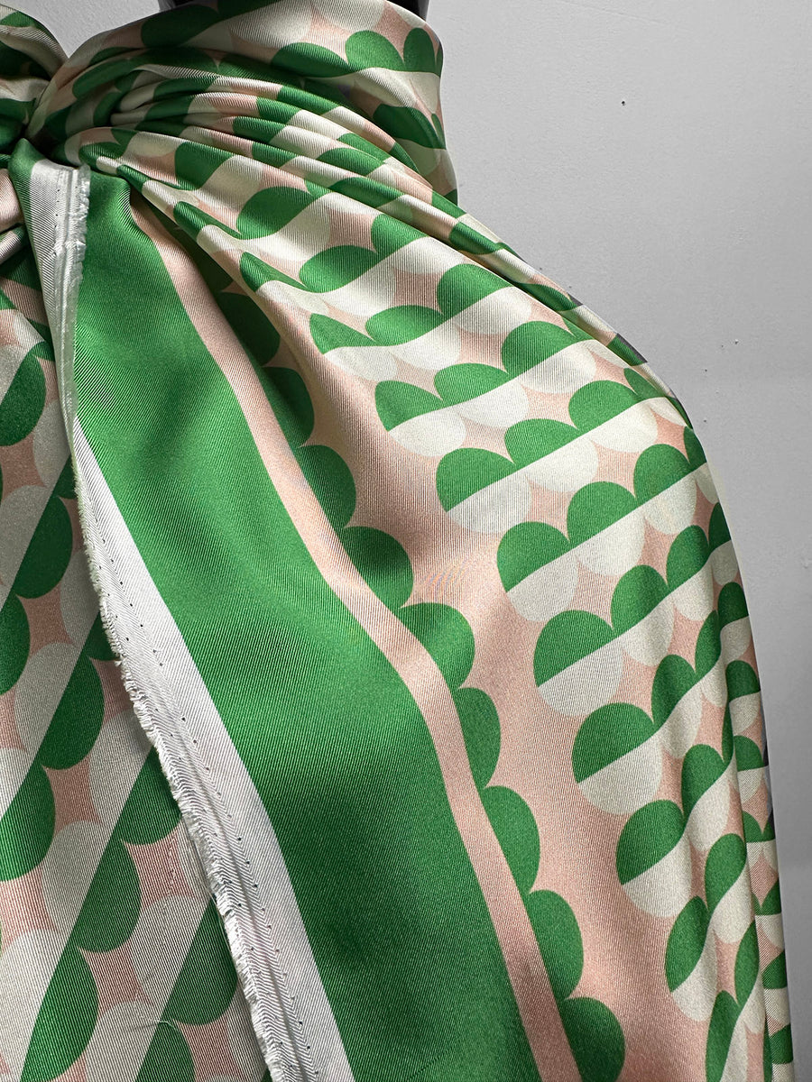 Italian Geomteric Silk Scarf Print Twill Viscose