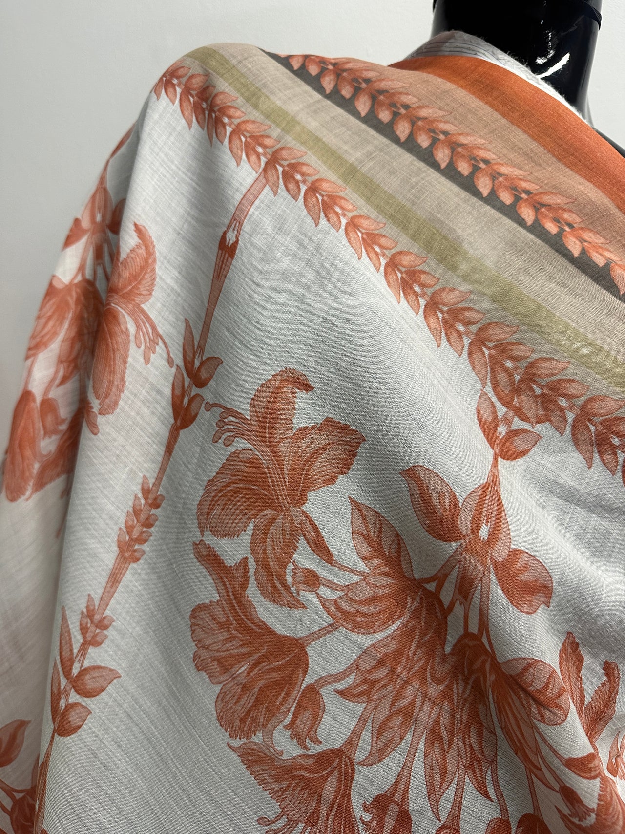 Italian Holy Roman Handkerchief Linen Border Print