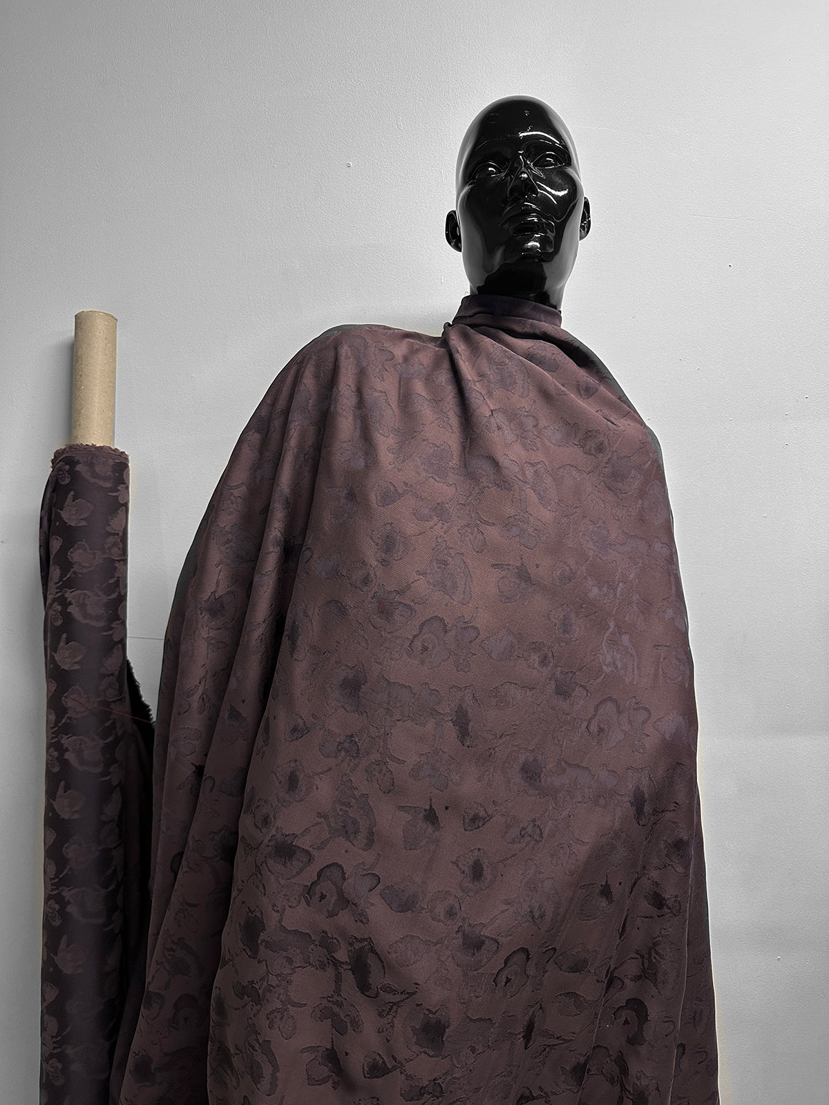 Italian Cotton Viscose Designer Floral Jacquard Plum