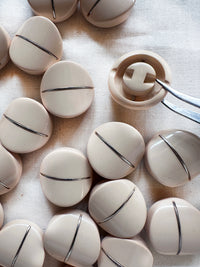 Vintage Italian Mod Minimal Chrome Stripe Buttons