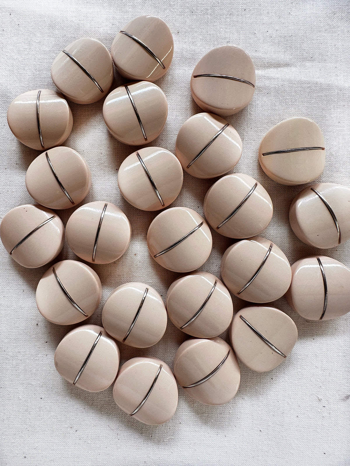 Vintage Italian Mod Minimal Chrome Stripe Buttons