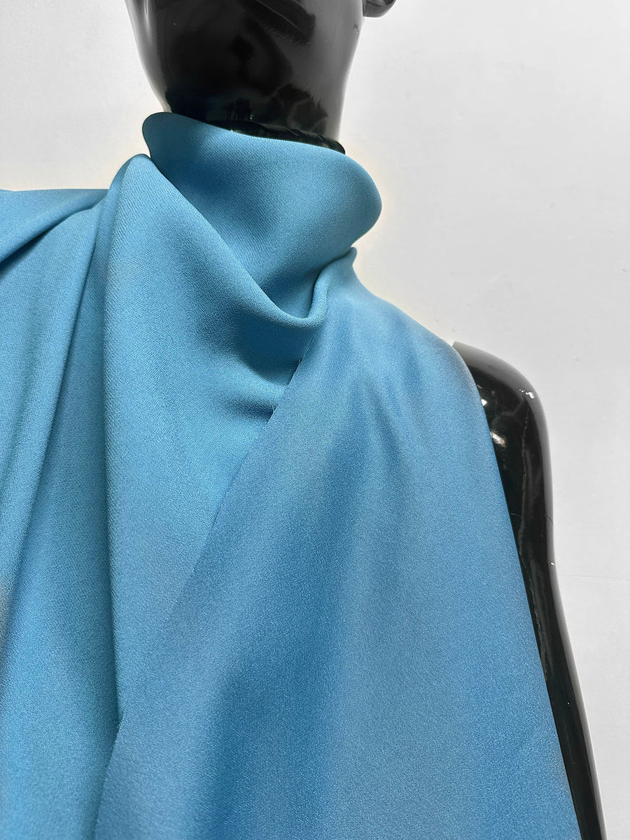 Italian Designer Bias Dress Weight Viscose Crepe - Bachelor Button Blue