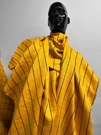 Surrealist Designer Yellow Linen Check Suiting