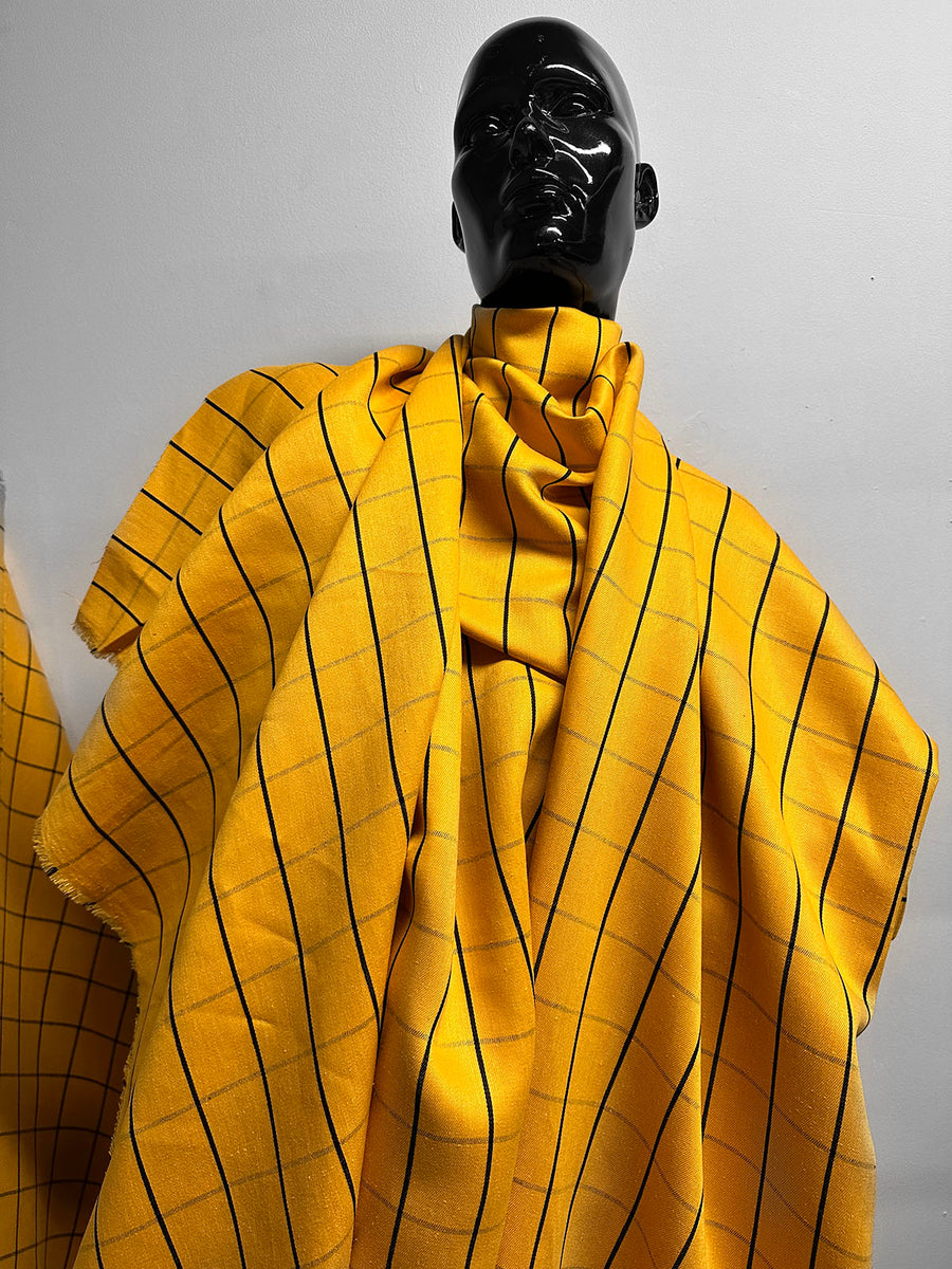Surrealist Designer Yellow Linen Check Suiting