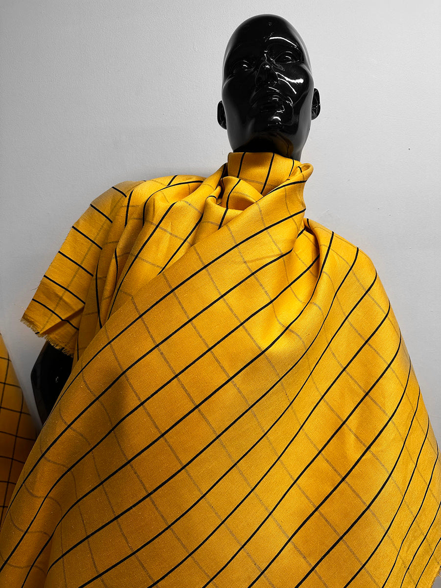 Surrealist Designer Yellow Linen Check Suiting