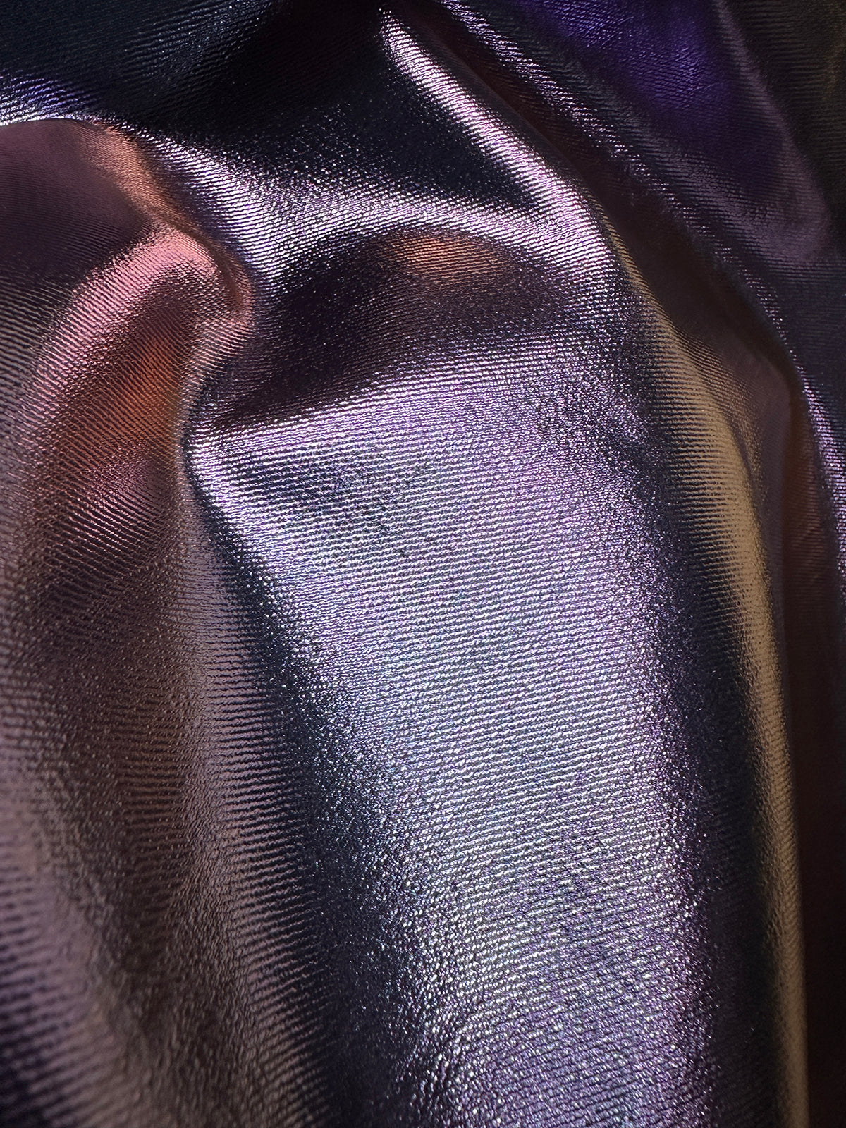 Italian Metallic Designer Laminated Denim - Purple