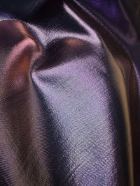 Italian Metallic Designer Laminated Denim - Purple