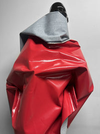 Italian Glossy Stretch Designer Denim - Lipstick Pinky Red