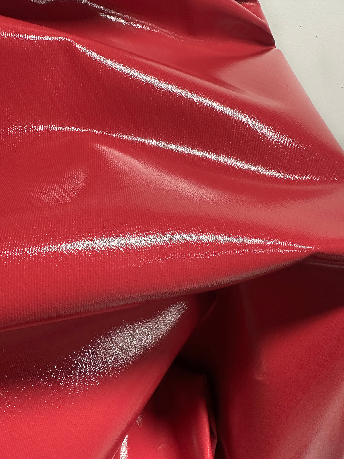 Italian Glossy Stretch Designer Denim - Lipstick Pinky Red