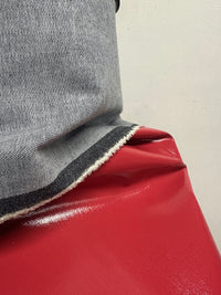 Italian Glossy Stretch Designer Denim - Lipstick Pinky Red