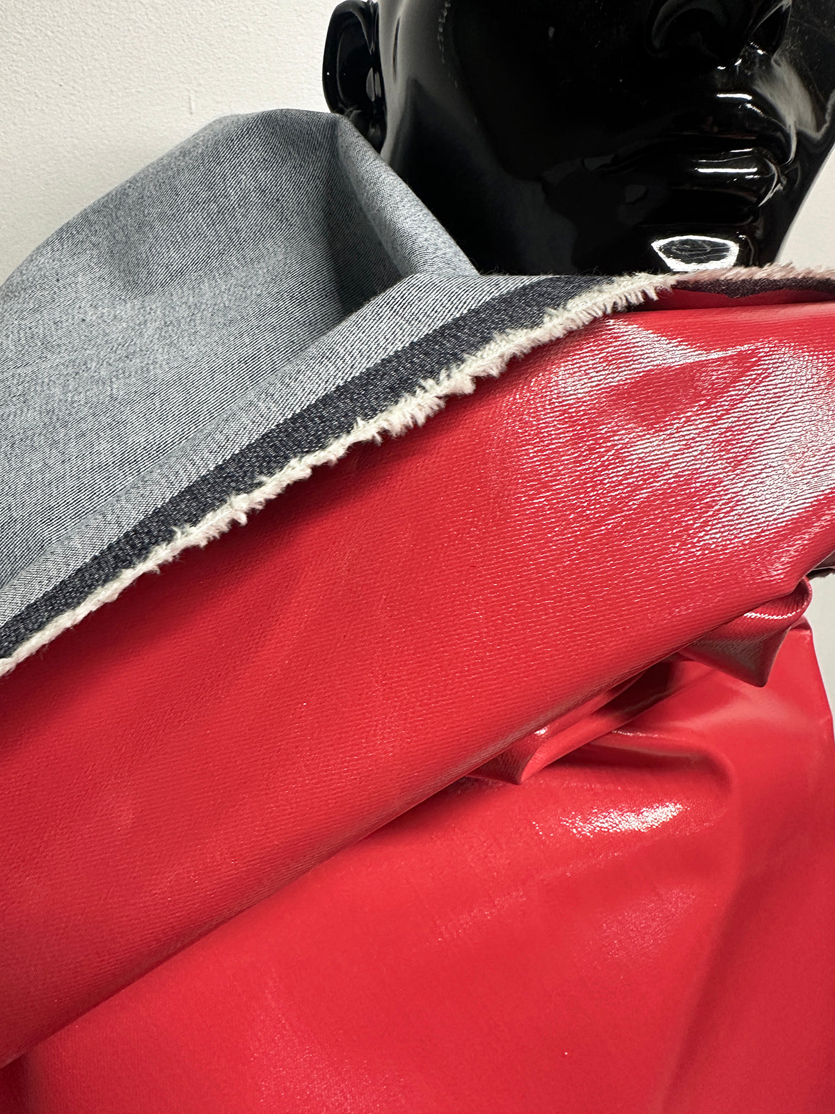 Italian Glossy Stretch Designer Denim - Lipstick Pinky Red