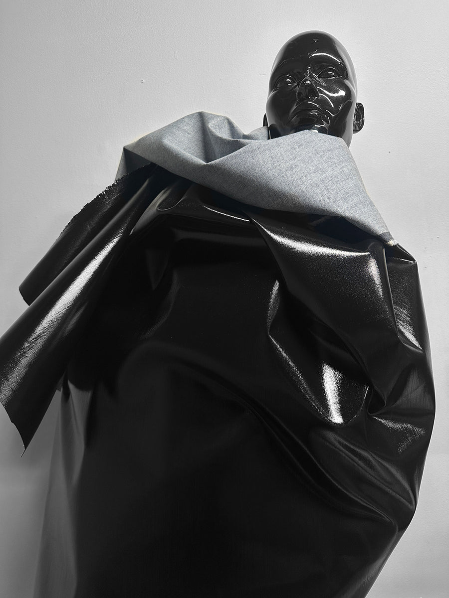 Italian Glossy Stretch Designer Denim - Black