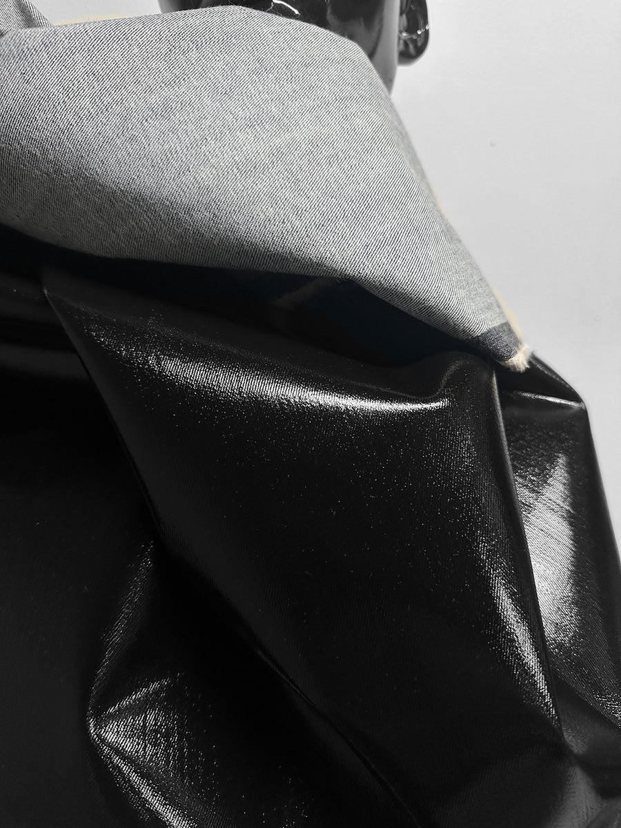 Italian Glossy Stretch Designer Denim - Black