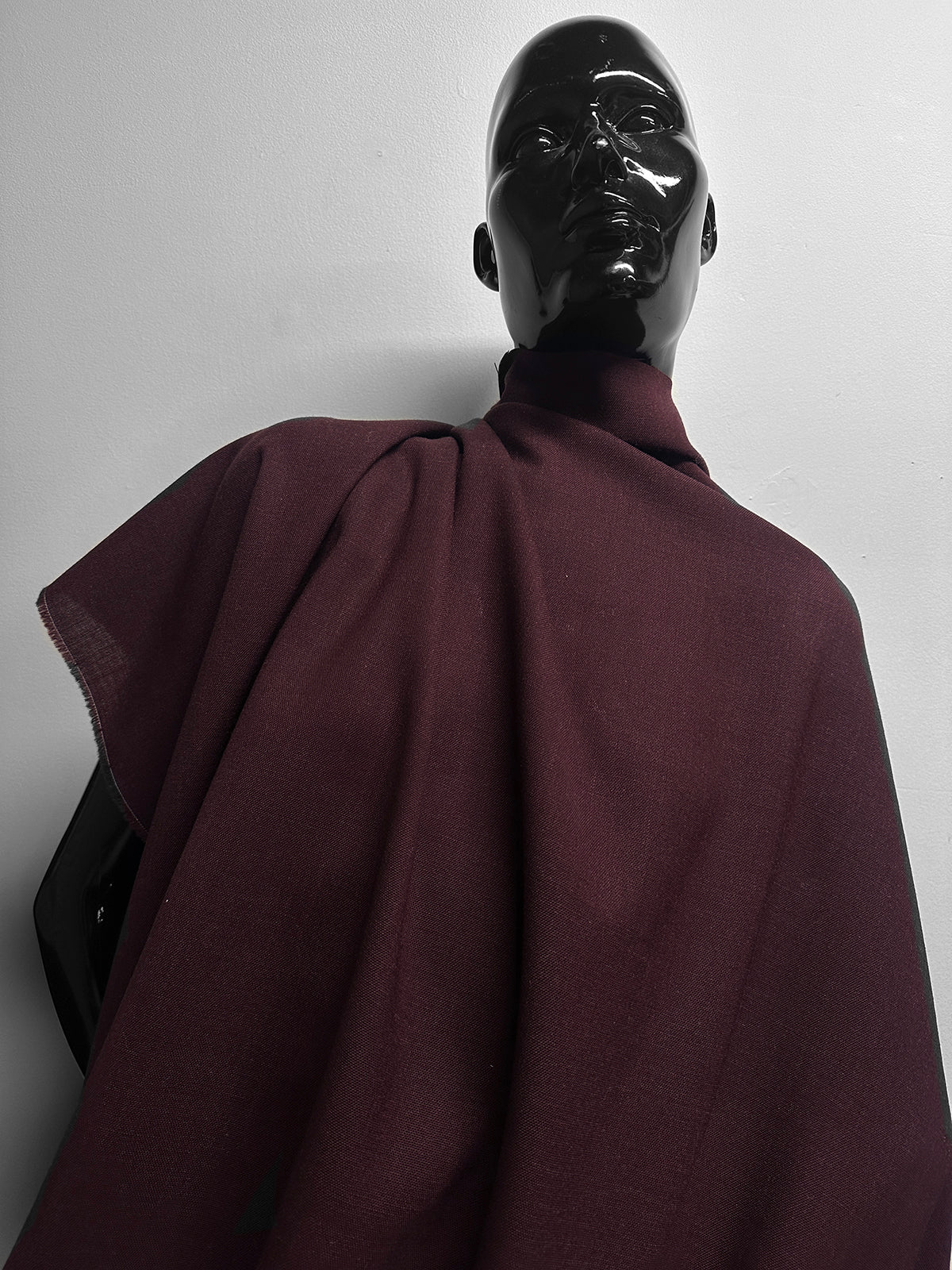 Italian Designer Virgin Wool Mohair Suiting - Burgundy