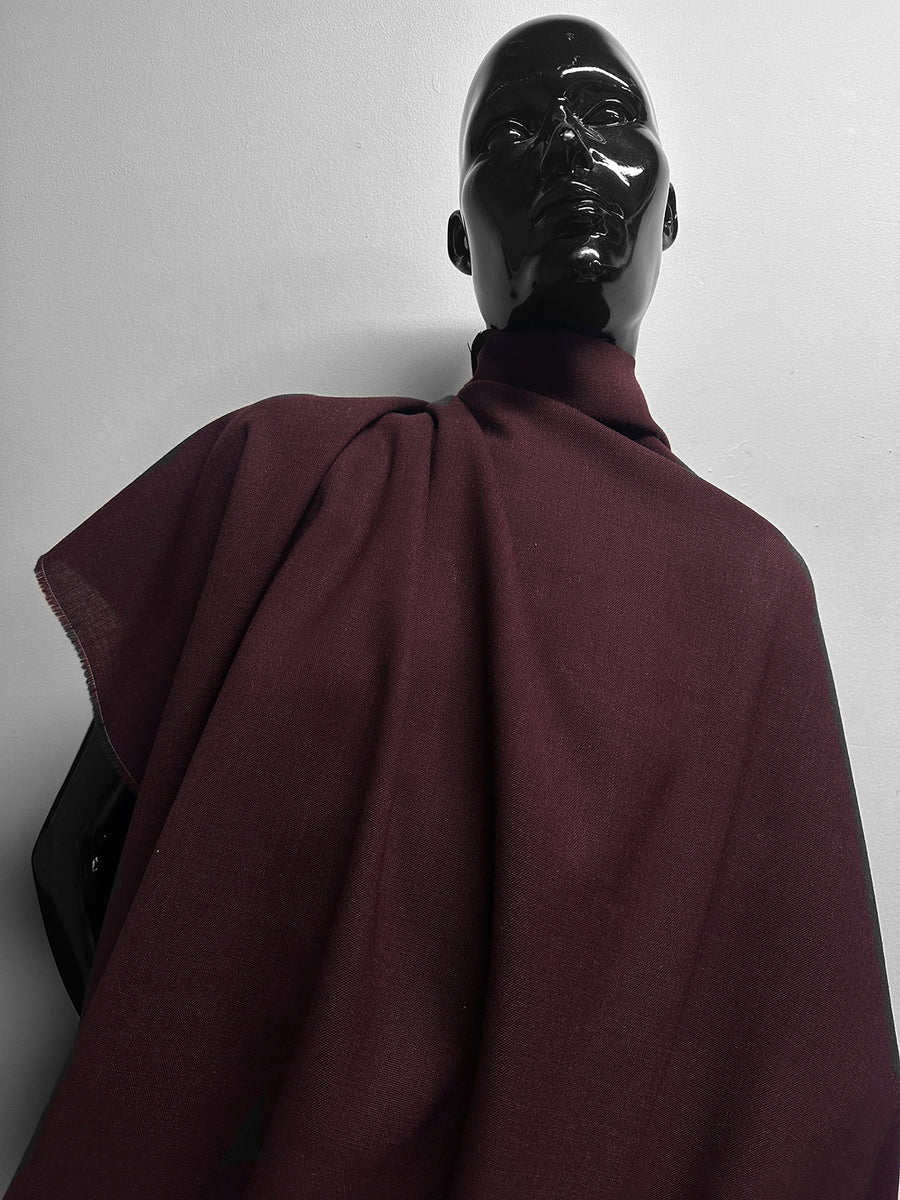 Italian Designer Virgin Wool Mohair Suiting - Burgundy