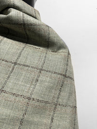 Classic Italian Check Silk Linen Virgin Wool Suiting - Sage, Tan