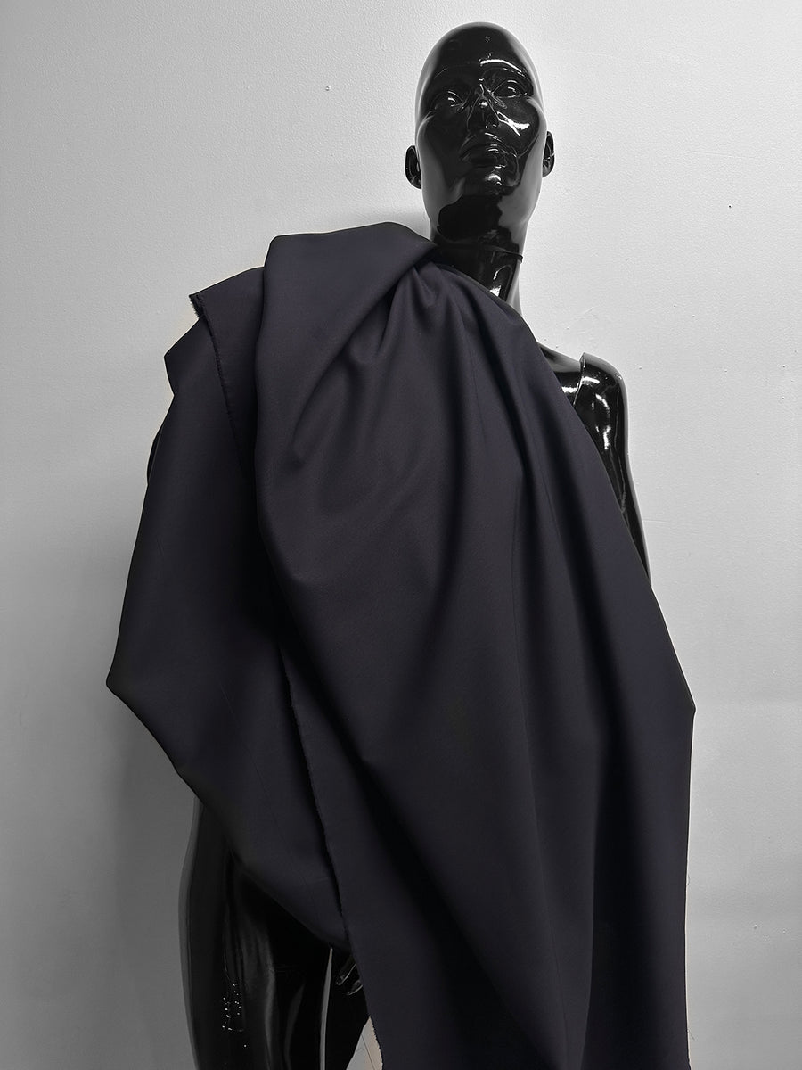 Italian Luxury Cotton Gabardine Crepe Suiting - Navy
