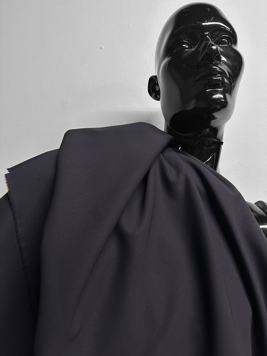 Italian Luxury Cotton Gabardine Crepe Suiting - Navy