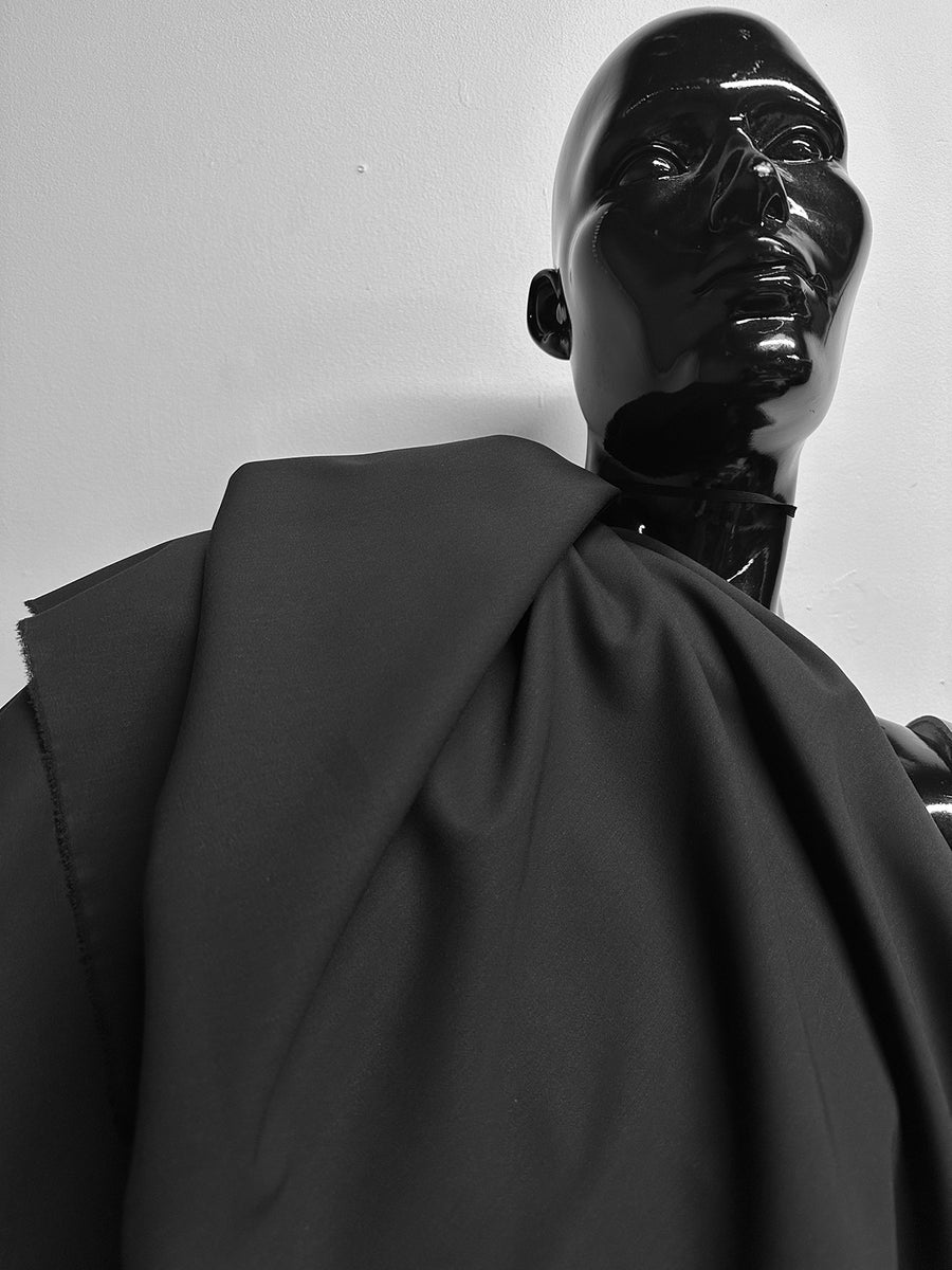 Italian Luxury Cotton Gabardine Crepe Suiting Black