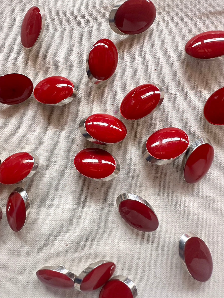 Vintage Italian Elliptical Julienne LIttle Buttons - Blue Red