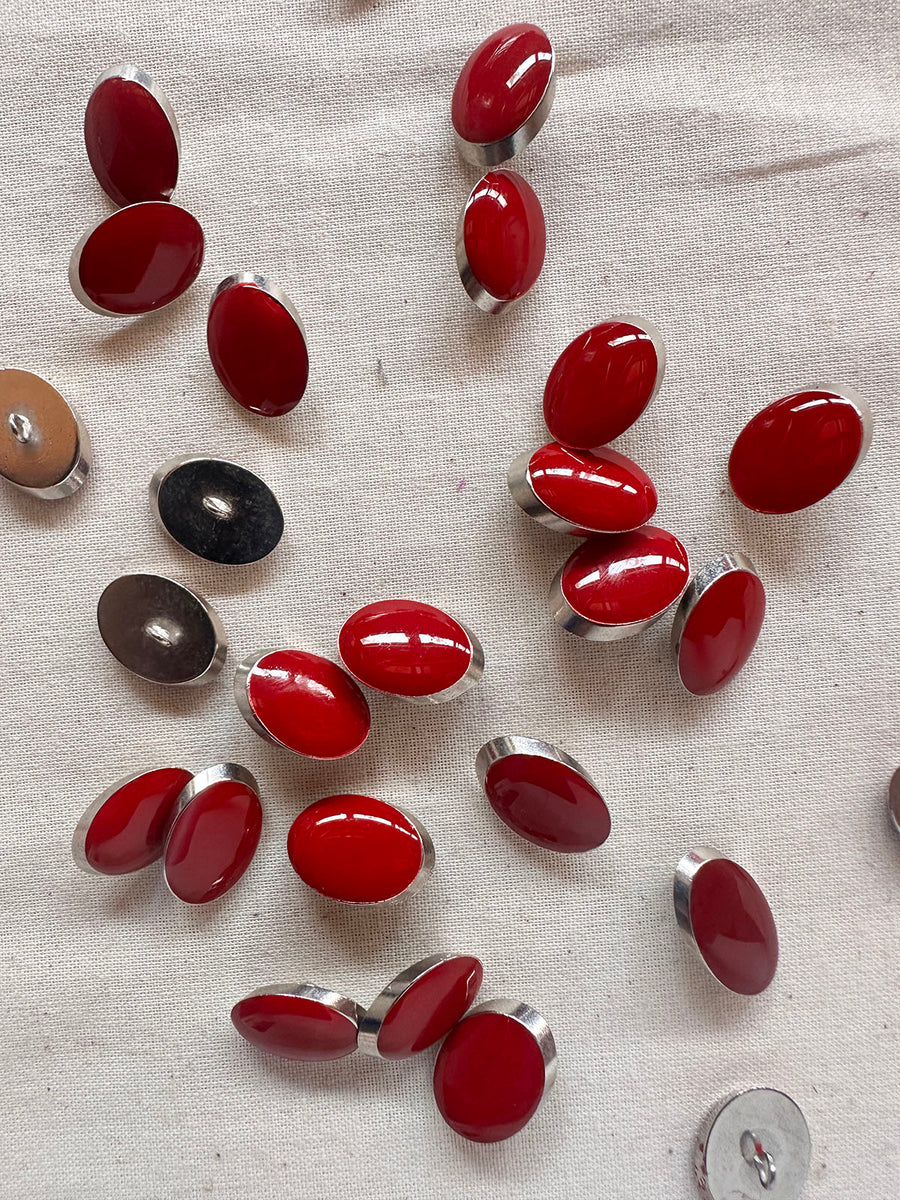 Vintage Italian Elliptical Julienne LIttle Buttons - Blue Red