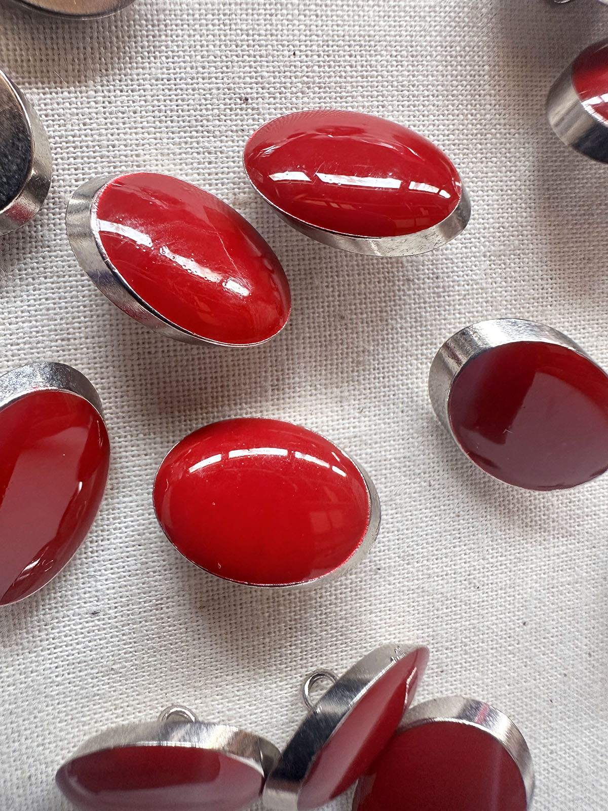 Vintage Italian Elliptical Julienne LIttle Buttons - Blue Red