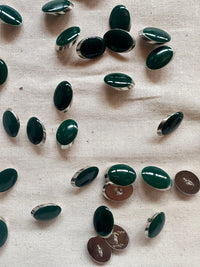 Vintage Italian Elliptical Julienne LIttle Buttons - Emerald