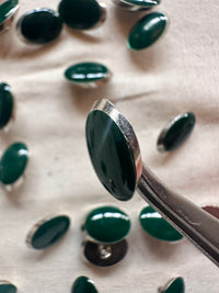Vintage Italian Elliptical Julienne LIttle Buttons - Emerald
