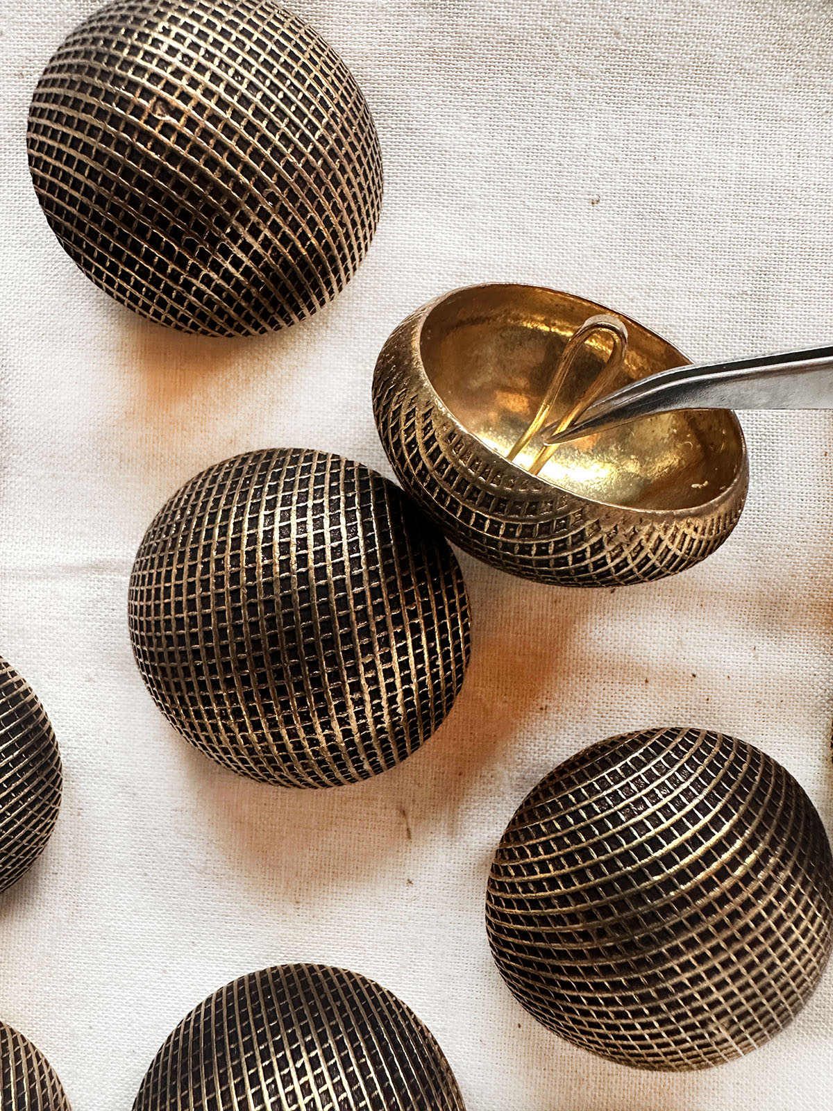 Vintage Italian Brass Dome Graph Big Buttons