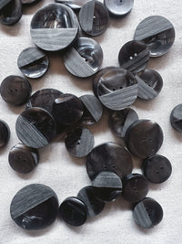 Vintage Italian Etched Pearly Charcoal Buttons