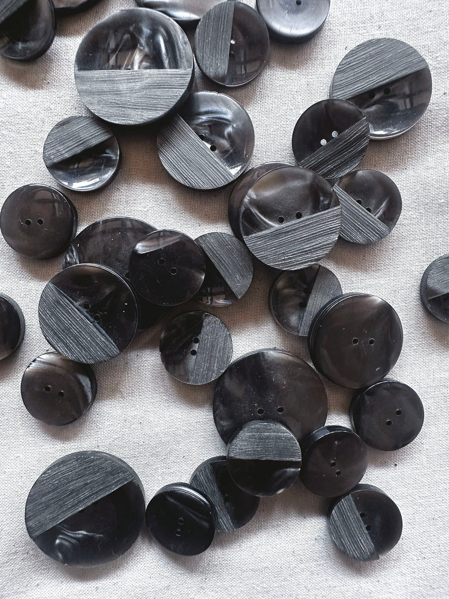 Vintage Italian Etched Pearly Charcoal Buttons