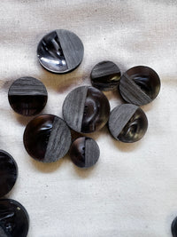 Vintage Italian Etched Pearly Charcoal Buttons