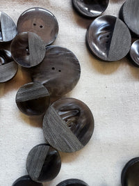 Vintage Italian Etched Pearly Charcoal Buttons
