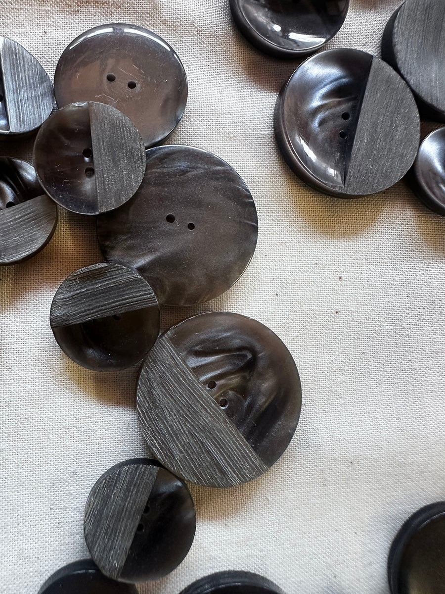Vintage Italian Etched Pearly Charcoal Buttons