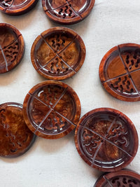 Vintage Italian Buttons Amber Cut Out 1 1/2