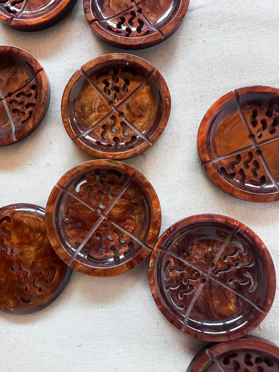 Vintage Italian Buttons Amber Cut Out 1 1/2"