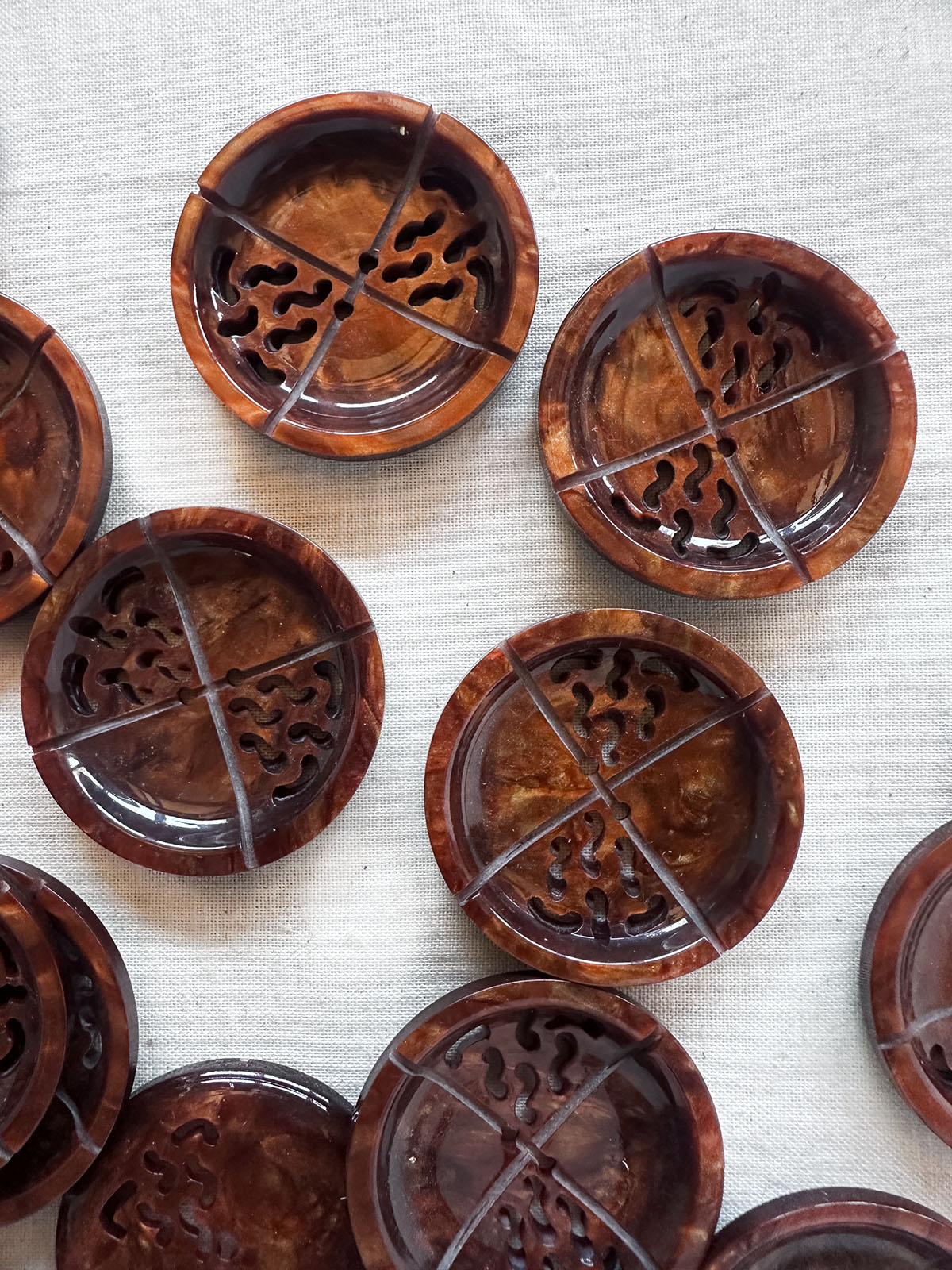Vintage Italian Buttons Amber Cut Out 1 1/2"