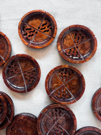 Vintage Italian Buttons Amber Cut Out 1 1/2