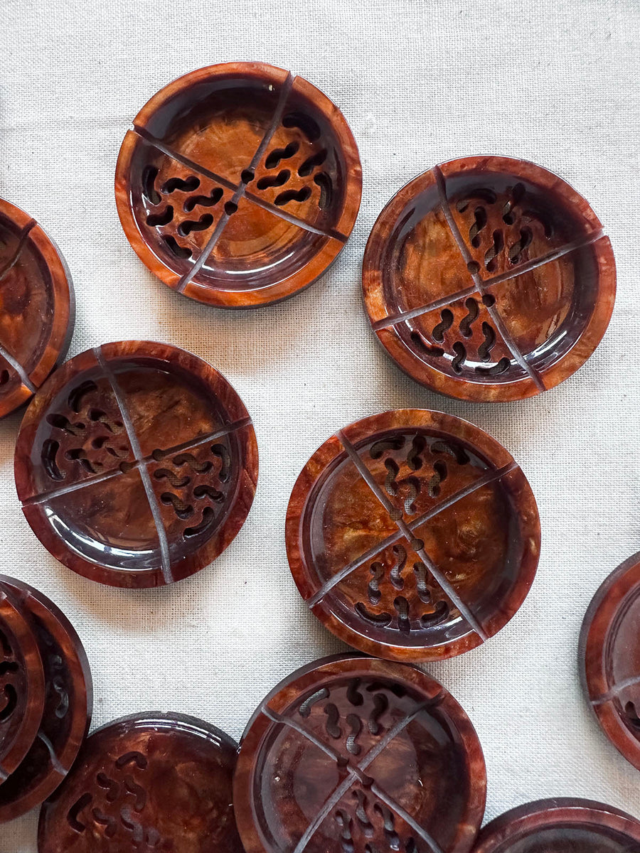 Vintage Italian Buttons Amber Cut Out 1 1/2"