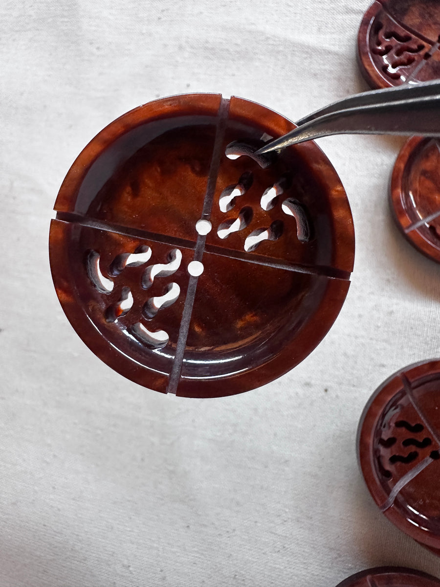 Vintage Italian Buttons Amber Cut Out 1 1/2"