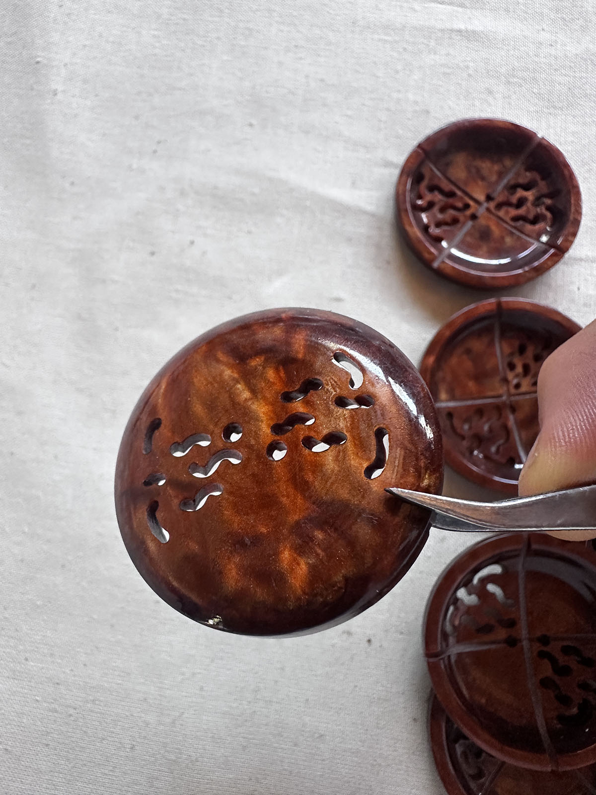 Vintage Italian Buttons Amber Cut Out 1 1/2"