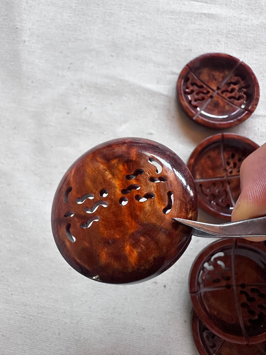 Vintage Italian Buttons Amber Cut Out 1 1/2"