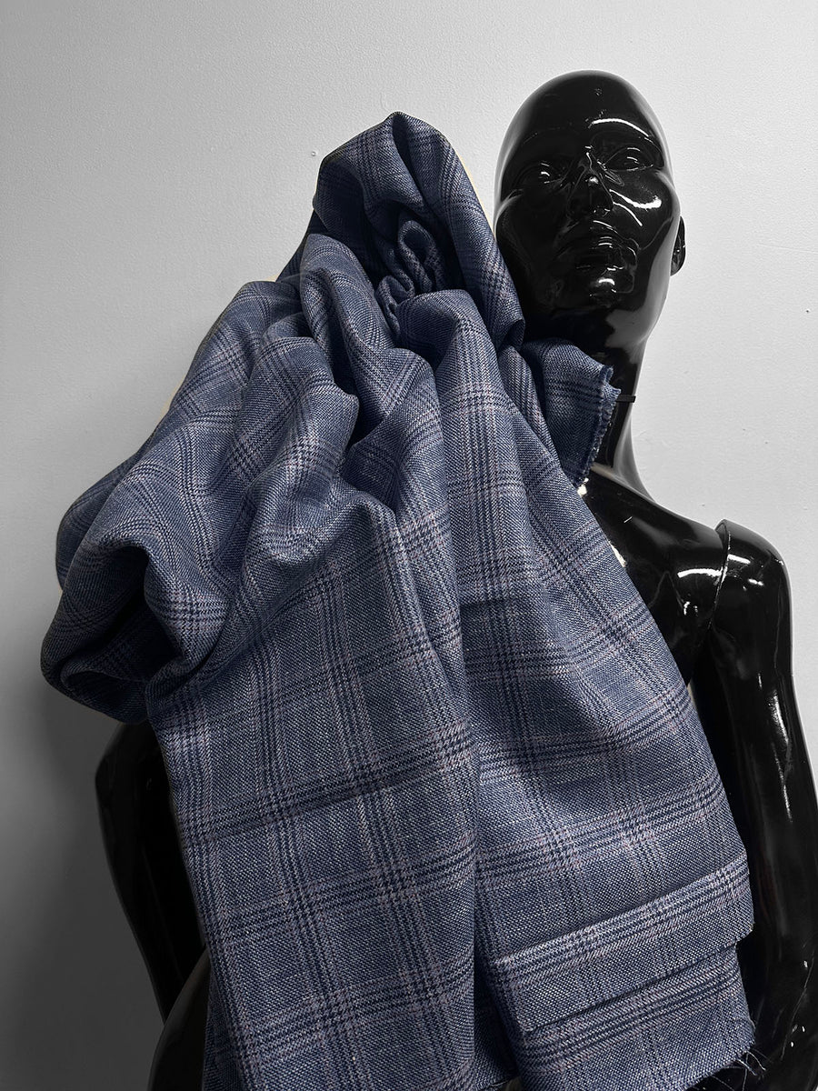 Classic Italian Silk Linen Virgin Wool Suiting - Navy