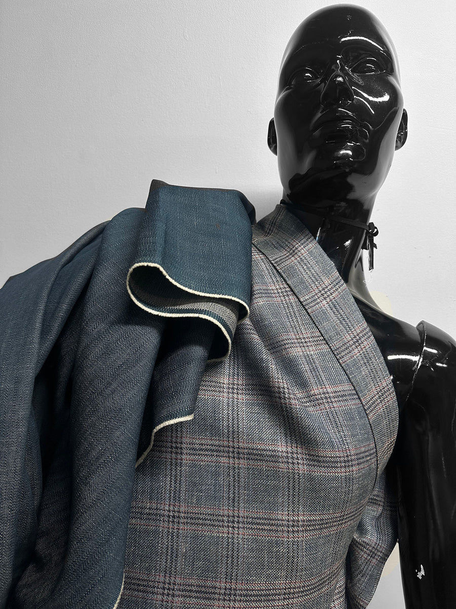 Classic Italian Silk Linen Virgin Wool Suiting - Denim Blue