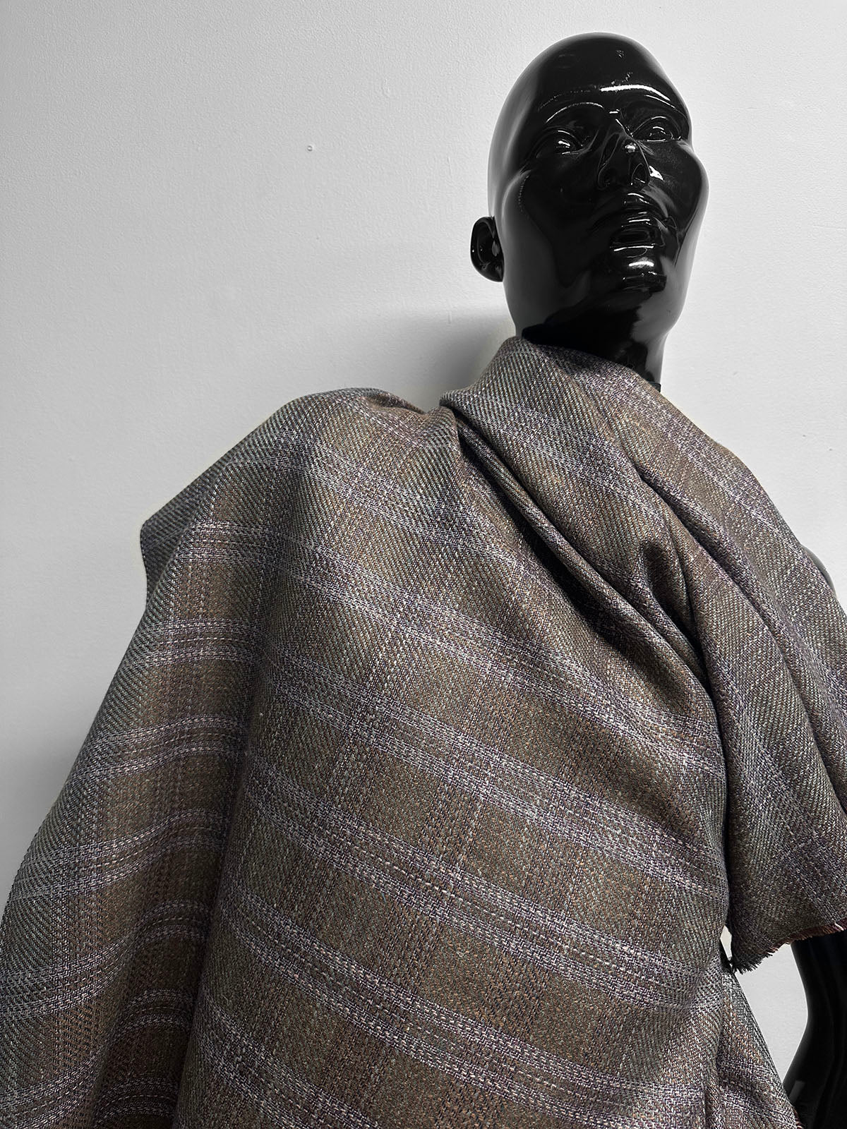 Classic Italian Silk Linen Virgin Wool Suiting - Purple, Brown