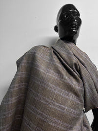 Classic Italian Silk Linen Virgin Wool Suiting - Purple, Brown